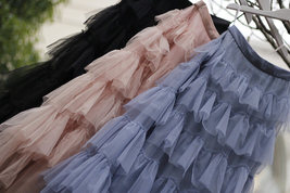 Black Tiered Tulle Maxi Skirt Women Custom Plus Size Layered Tulle Skirt image 12