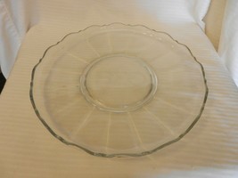 Large Clear Glass Round 14&quot; Platter Beta Sigma Omnicron Logo, Scalloped Edges - £79.93 GBP