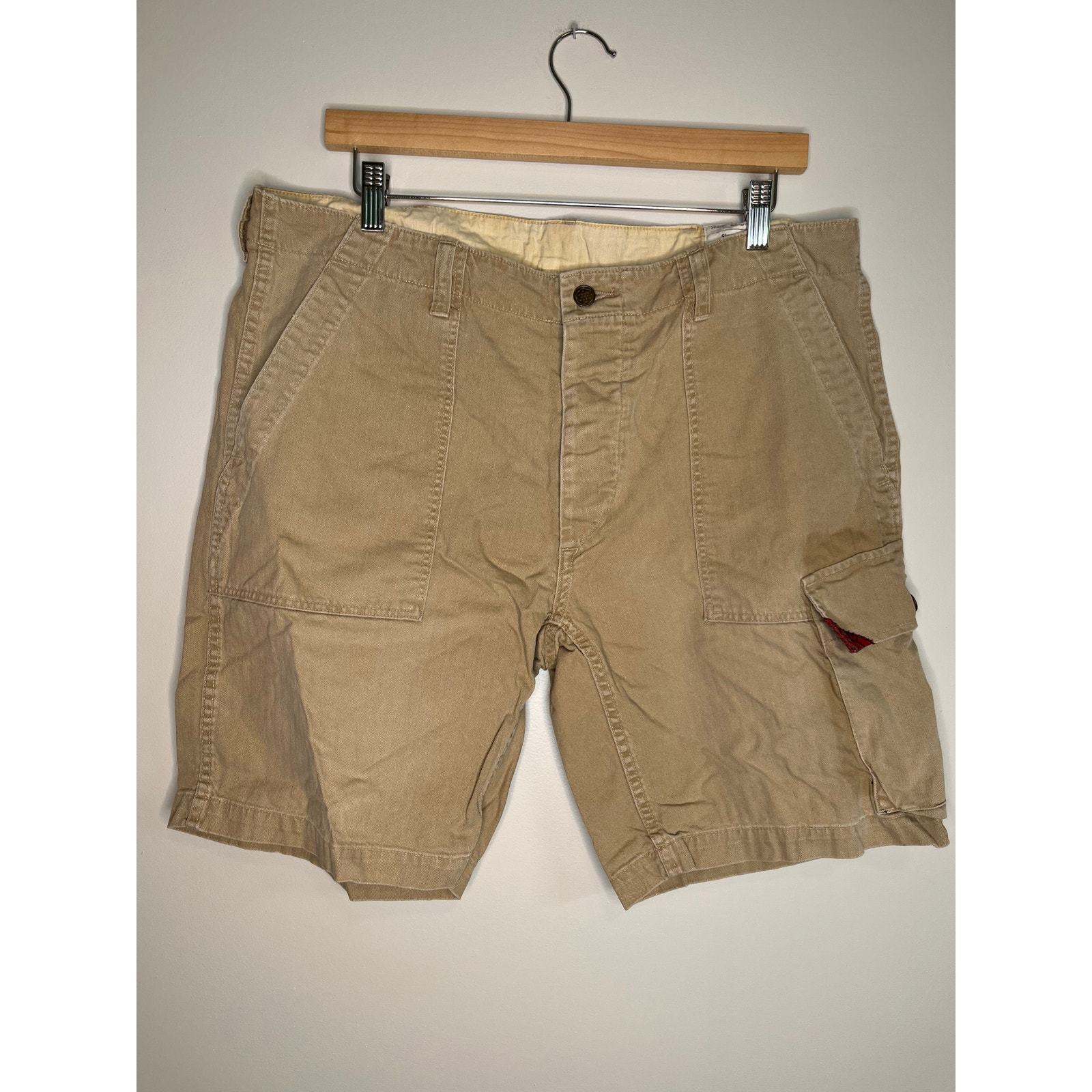 2000s Y2K Polo Ralph Lauren GI Fit Drill Utility Chinese Khaki Cargo Shorts 36 - £25.23 GBP