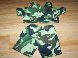 Build A Bear Workshop BAB Green Camo Camouflage Military Army Fatigues O... - £10.99 GBP