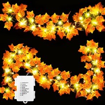 Fall Decor 18 Ft 50 LED Maple Leaves Lights Fall Thanksgiving Decorations for... - £15.89 GBP