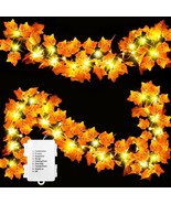 Fall Decor 18 Ft 50 LED Maple Leaves Lights Fall Thanksgiving Decoration... - £16.06 GBP