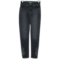 Levi&#39;s 721 Womens size 25 High Rise Skinny Stretch Denim Jeans Black Embellished - £21.45 GBP
