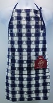 AG) Hometex Blue White Country Cottage Chef&#39;s Apron Double Pocket 100% C... - $9.89