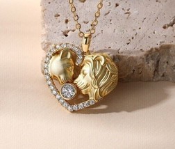 Lab Created 2Ct Round Diamond The Lion King Queen Pendant 14K Yellow Gold Plated - £94.16 GBP