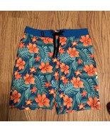 hurley board shorts big boys logo pull up flowers blue size 10/25 Tropical - £13.32 GBP