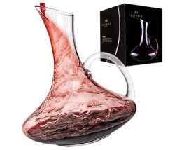 Luxury Wine Decanter Crystal Glass Carafe W Handle Aerator For 750 ml Bottle NEW - £35.05 GBP