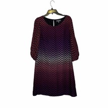 Luxology Dress Size 10 Multi Color Chevron Striped Womens Lined Polyester - £13.06 GBP