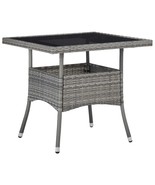Patio Dining Table Gray Poly Rattan and Glass - $315.42 CAD