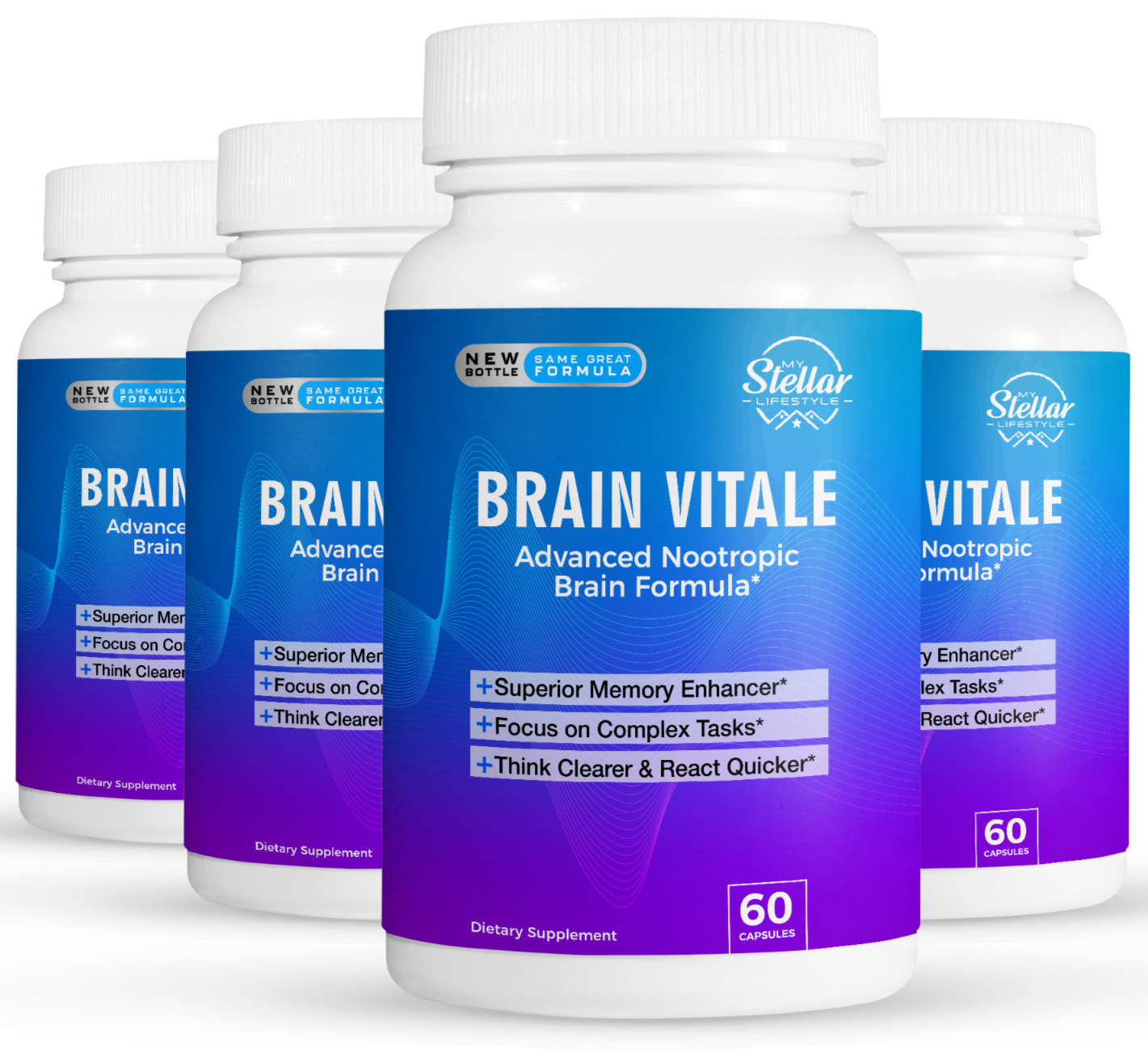 Primary image for 4 Pack Brain Vitale, advanced nootropic brain formula-60 Capsules x4