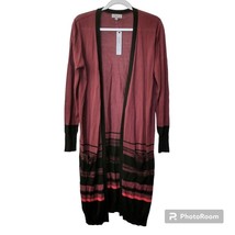 New With Tags Joseph A Burgundy, Black, Red Long Open Front Cardigan Sweater Med - £31.15 GBP