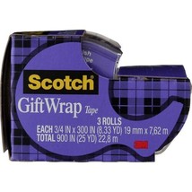 3m 311x 3/4 X 300 Gift Wrap Scotch Tape 3 Count - £8.65 GBP