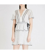 Self-Portrait Pleated Plumetis Mini V-neck Dress UK 8 US 4 - $93.10