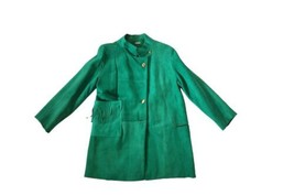 Vintage 1960s Hippie Green Suede stand up collar jacket missing buttons ... - $59.40