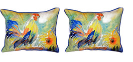 Pair of Betsy Drake Betsy’s Rooster Large Pillows 15 Inchx22 Inch - £69.85 GBP