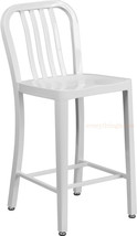 Mid-Century White &#39;Navy&#39; Style Counter Stool Cafe Patio Chair Outdoor Commercial - £143.85 GBP