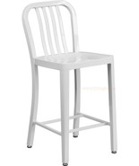 Mid-Century White &#39;Navy&#39; Style Counter Stool Cafe Patio Chair Outdoor Co... - $2,632.98 MXN