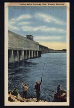 FISHING below KENTUCKY DAM, Western Kentucky PADUCAH * line postcard not... - $4.95