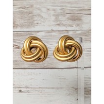 Vintage Clip On Earrings - Statement Chunky Gold Tone Knot Design 1&quot; - $18.99