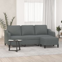 3-Seater Sofa with Footstool Dark Gray 70.9&quot; Fabric - $11,202.54 MXN