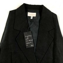 Byblos Vest Womens 44 Black Linen Blend Embroidered Single Button Front Lapels - £44.12 GBP
