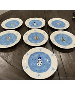 TEMPTATIONS by Tara Christmas Holiday Dessert Plates Snowman Candy Tree ... - $34.64