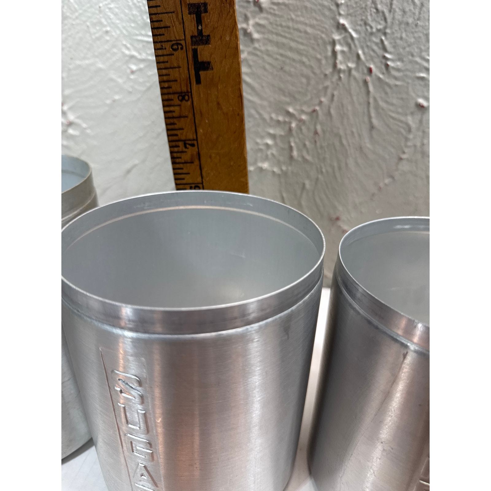 MCM Set of 5 Spun Aluminum Kitchen Canisters Copper Color Lids Made in Italy Item image 8