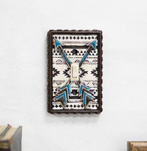 Set Of 2 Western Navajo Crossed Turquoise Arrows Wall Single Toggle Switch Plate - £20.04 GBP
