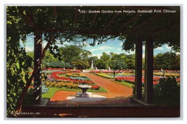 Sunken Garden From Pergola Humboldt Park Chicago Illinois UNP Linen Postcard Y2 - £1.51 GBP
