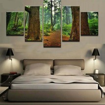 Multi Panel Print Forest Walk Canvas Wall Art Tree 5 Piece Nature Hiking Trail - £21.98 GBP+