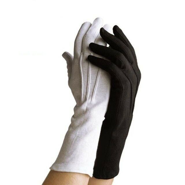 Primary image for Long Wrist Nylon Gloves - White or Black -Marching Band, Military, Santa Gloves 
