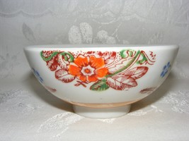 Vintage China Footed 5&quot; Rice Bowl 60&#39;s Japan Blue &amp; Red Floral Design 12e - $460.95 MXN