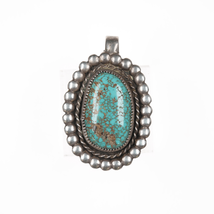 c1950&#39;s Native American silver spiderweb turquoise pendant - $227.70