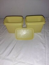 2 Vintage Tupperware 1243 Yellow Shelf Saver Storage Containers &amp; 1 Lid - $8.99