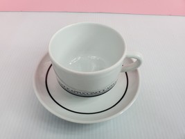 Set of 4 Espresso Cups w/ Saucers White w/ Black Made in Brazil (Not Small) - £11.76 GBP