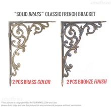 Set of 2 Solid Brass Classic Swirl Floating Shelves - 10.23&quot; Wall Shelf Bracket - £68.52 GBP