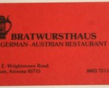 Bratwursthaus German Austrian Restaurant Vintage Business Card Tuscan Ar... - $5.93