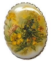 Vintage Oval Floral Flowers Pin Brooch 1.75 Inch Tall - £10.93 GBP