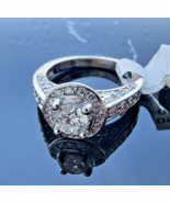 A/C AT FABULOUS 14K WHITE GOLD NATURAL DIAMOND HALO RING SIZE 5.5  TDW 1... - $2,425.50