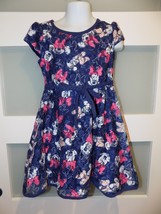 Disney Minnie Mouse Ruffle Blue Pink White Dress Tie At Waist Size 5 Girl&#39;s - $18.40