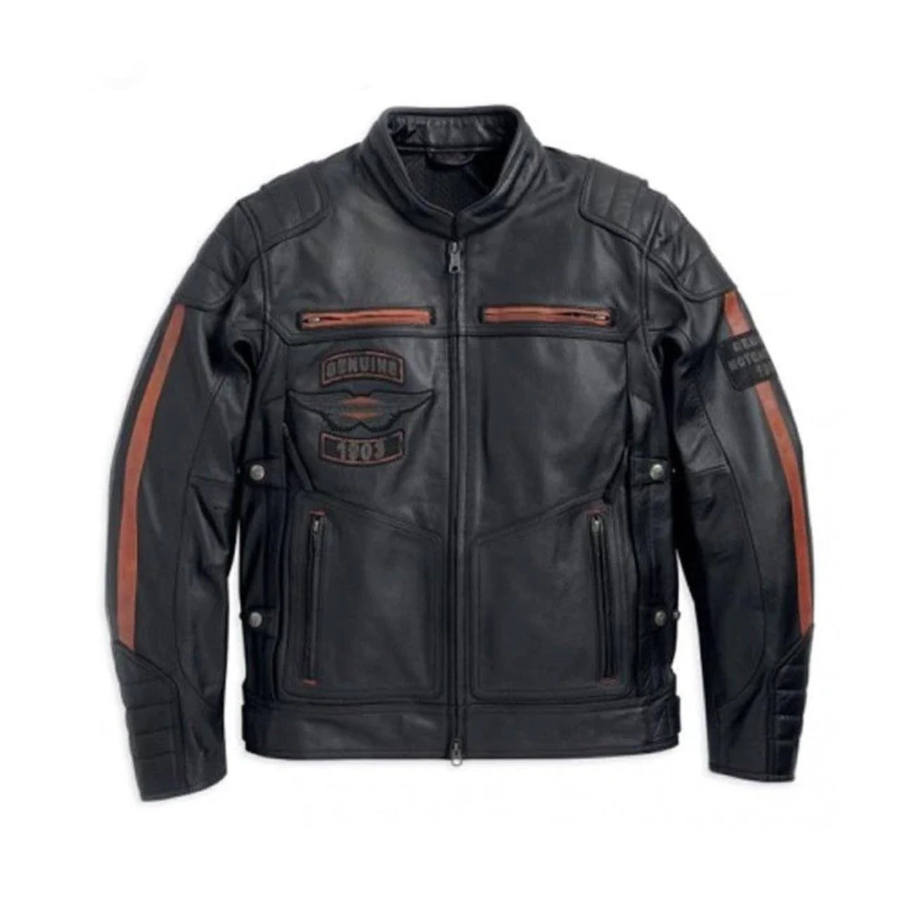 Harley Davidson Mens EXMOOR Reflective Wing Motorcycle Real Leather Jacket