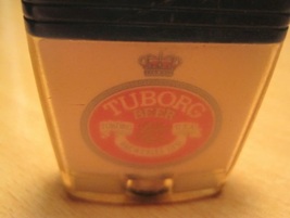Vintage SCRIPTO VU TUBORG Beer Advertisement Blue Band Silver Toned Lighter - £27.51 GBP