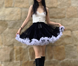 A-line BLACK Puffy Tulle Skirt Custom Plus Size Ballerina Layered Tulle Skirt