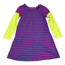 Hanna Andersson Girls Striped Long Sleeve Dress Size 110 Purple &amp; Green - $15.36