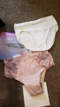 NWT LOT of 2 Intiflower Sexy Lined Period Panties Lace White Pink midnight M Med - £12.14 GBP