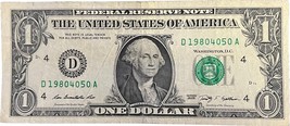 $1 One Dollar Bill 19804050 birthday anniversary April 5 or May 4, 1980 - £32.16 GBP