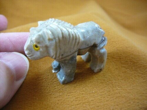 Y-LIO-RO-32) gray LION wild cat carving SOAPSTONE stone PERU FIGURINE lo... - $8.59