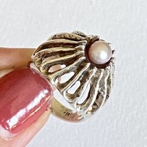 Don Dietz Handmade Pearl 5mm Gemstone Sterling Silver Ladies Ring Size 6.5 - $129.00