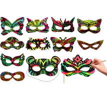 VHALE 24 Sets Rainbow Scratch Art Superhero Masks Costume Party Favor Ki... - $14.99