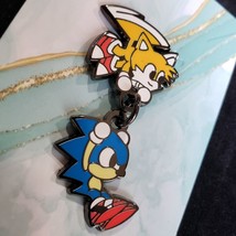 SEGA • Sonic the Hedgehog • Sonic & Tails Dangle Enamel Metal Pin Brooch Badge - $11.00